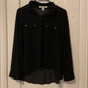 Black sheer button down